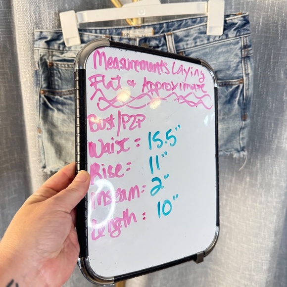 Free People Denim Shorts Button Fly Cut Off Distressed 61855-16515125 Size W 27 - Picture 2 of 8